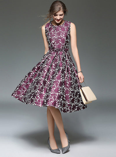 Women Silm Waist Sleeveless Dress