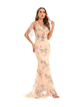 Retro Backless Sequined Dress