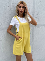 Shorts wide-leg Pants Straps Cotton Jumpsuit