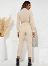 Lapel Fashion High Waist One-piece Pants