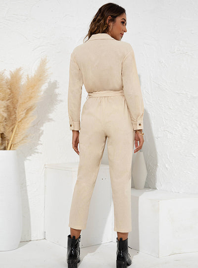 Lapel Fashion High Waist One-piece Pants