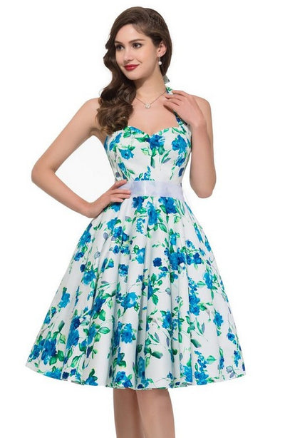 Retro Printed Sling Dress