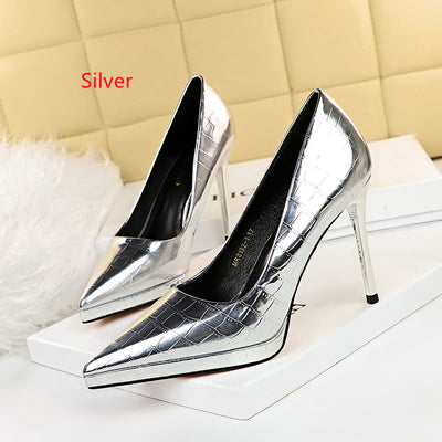 Waterproof Platform Shallow Pointed Stone Shoes