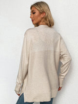 Loose Leisure Pocket Long Sleeve Cardigan Sweater