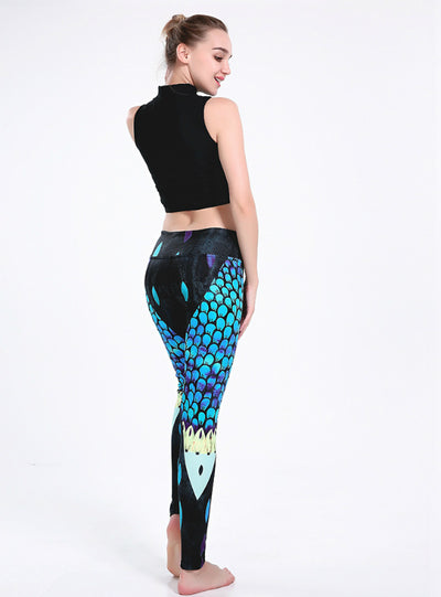 Elastic Slim Leggings Petal Printed Workout