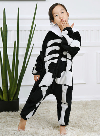 Skull Pattern Conjoined Flannel Pajamas Onesie