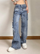 Symmetrical Pocket High Waist Loose Pant