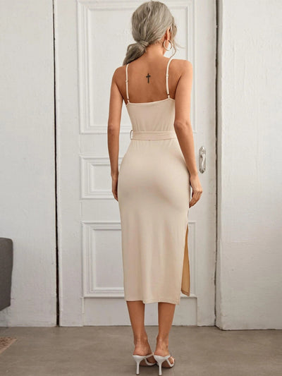 Sexy Women Slit Knit Sling Dress