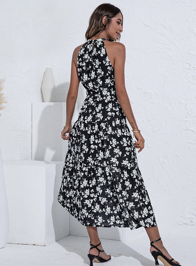 Halter Print Summer Long Dress