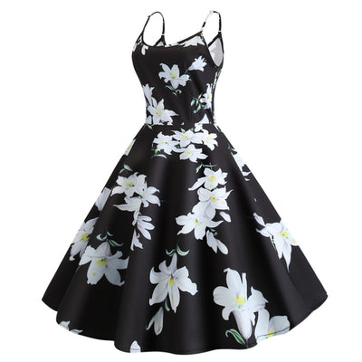 Print Slim Adjustable Sling Dress