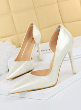 Thin-heeled Patent Leather Shallow Pointed Shoes
