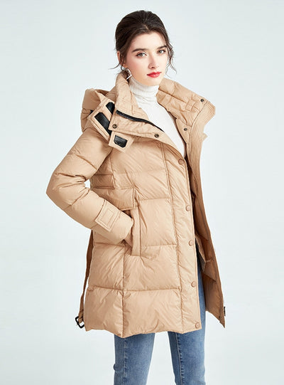 Hooded Slim White Duck Down Coat