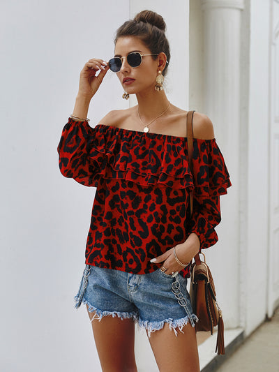 Leopard Print Off the Shoulder Top