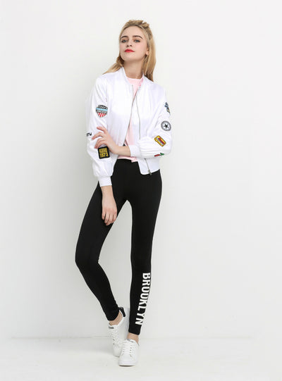 Fashion Pant Women Leggings Black Letter Print 