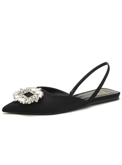 Pointed Flat-bottomed Rhinestone Sandals