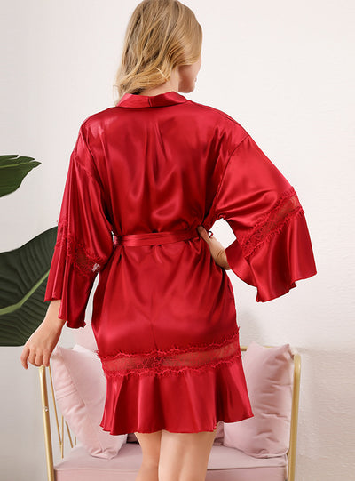Ice Silk Lace Mosaic Bathrobe