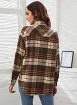 Loose Printed Plaid Shirt Coat