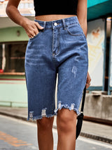 Holes Burrs Fringed Jeans Pant Short