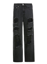 Straight Holes High Waist Jeans