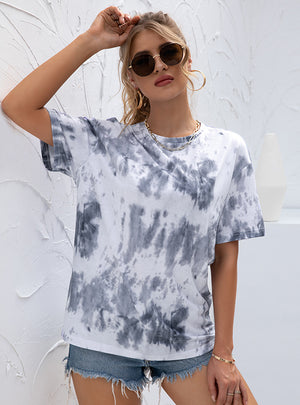 Fashion Round Neck Tie-dyed Casual T-shirt