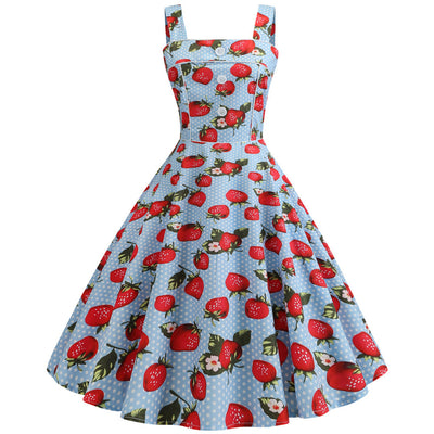 Strawberry Print Straps Dress