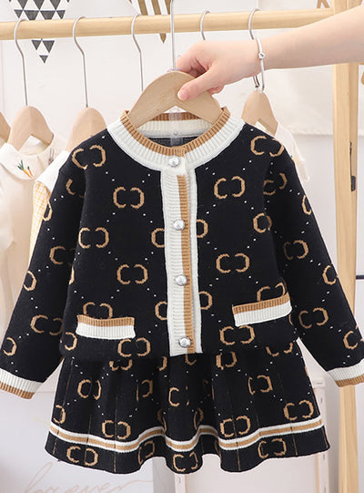 Sweater Sknitted Cardigan Skirt Two-piece Suit