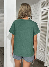 Cross-border V-neck Short Sleeve T-shirt