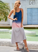 Straps Color Contrast Backless Dress