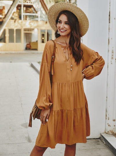Women Long-sleeved Loose Dress