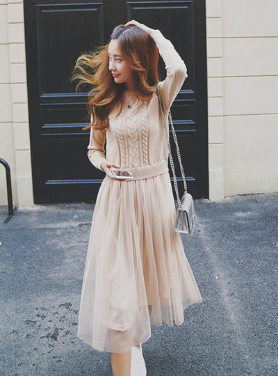 Long Sleeve Long Knitted Sweater Dresses 