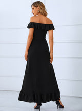 Solid Color Split Wooden Ear Party Dress