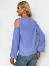 Hollow Round Neck Long Sleeve Top