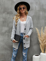 Knitted Button Hooded Cardigan Jacket