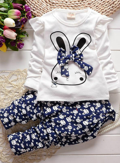 2Pcs Kids Twinset Top T Shirt +Plaid Pants Leggings