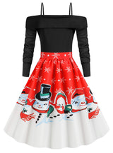 Christmas Sling Snowman Print Dress