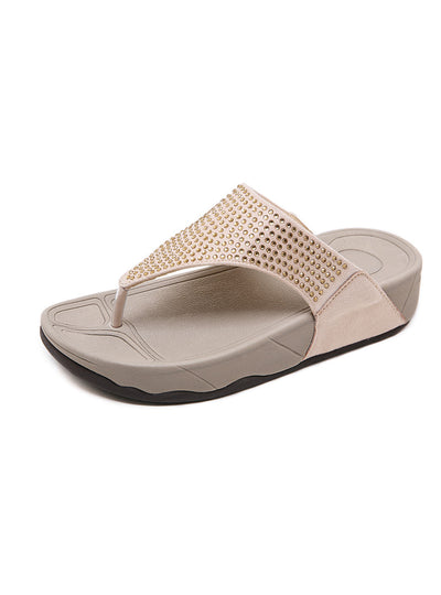 Rhinestones Thick Bottom Flip-flops Sloping