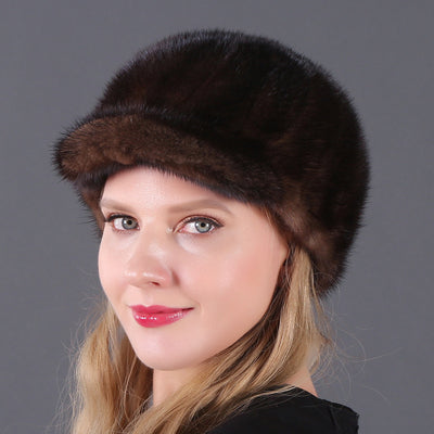 Mink Fur Hat Ladies Warm Winter Cap