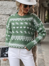 Contrast Christmas Pullover Sweater