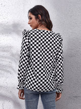 V-neck Long-sleeved Chiffon Shirt