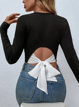 Round Neck Pullover Slim Long Sleeve T-shirt