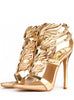 High Heel Sandals Gold Leaf Flame Gladiator Sandal 