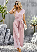 Loose Wide-leg Solid Color Jumpsuit