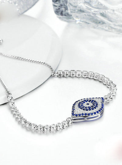 925 Sterling Silver God Eyes Tennis Bracelet Clear 