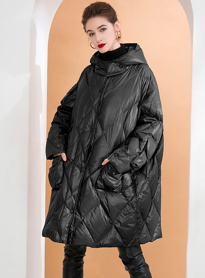 Multi-pocket Loose Padded White Duck Down Coat