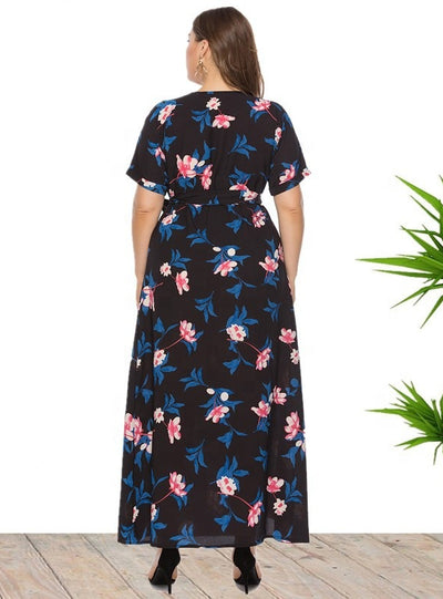 Printed Bohemian Beach Split Dress