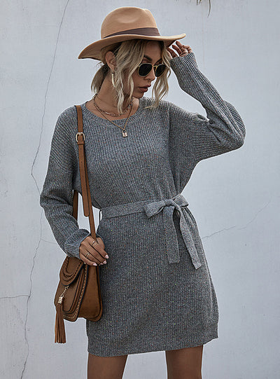 Tie-up Sweater Loose Sweater Dress
