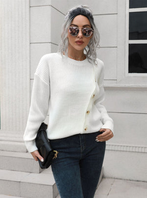 Loose Button Long Sleeve Sweater