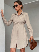 Long-sleeved Cardigan Long Lapel Ddress