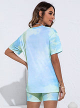 Tie-dyed Short Sleeve Suit Two-piece Set Shorts