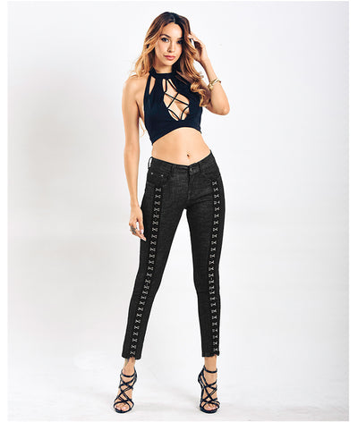 Slim Stretch Rivet Button Jeans